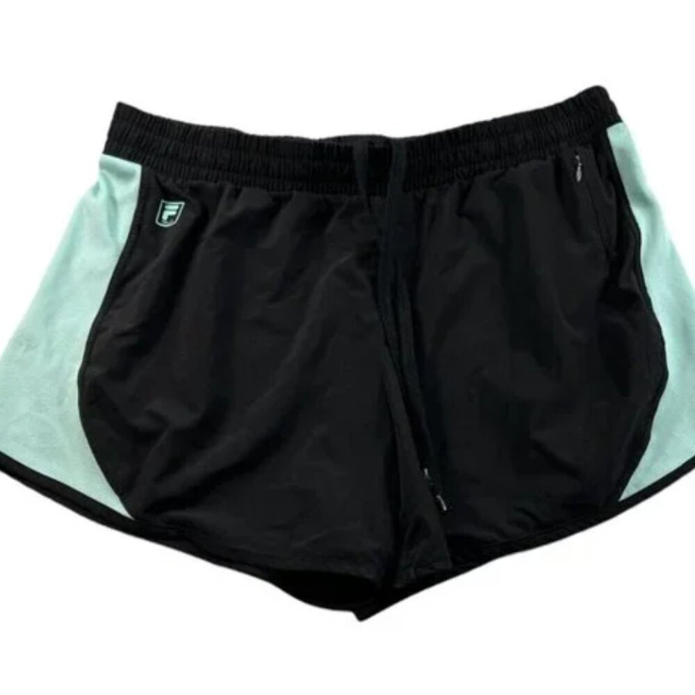 Fila black and aqua green Color blocked athletic shorts  Large